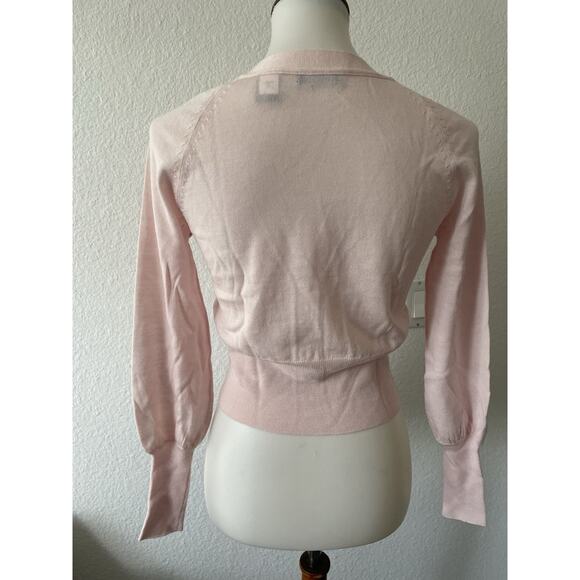 Moda International Sweater Cardigan Cropped V Neck Merino Wool - Picture 7 of 11